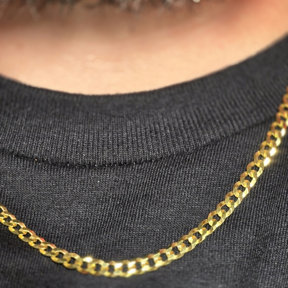925s 14kgold Cuban Chain Necklace - Picture 2 of 3